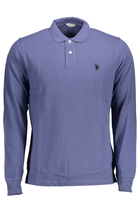 Blue Cotton Men Polo Shirt