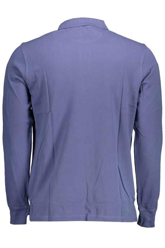 Blue Cotton Men Polo Shirt
