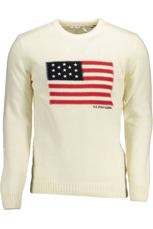 White Wool Men Sweater
