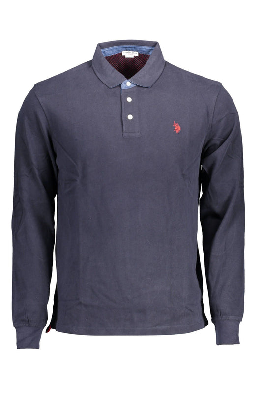 Blue Cotton Men Polo Shirt
