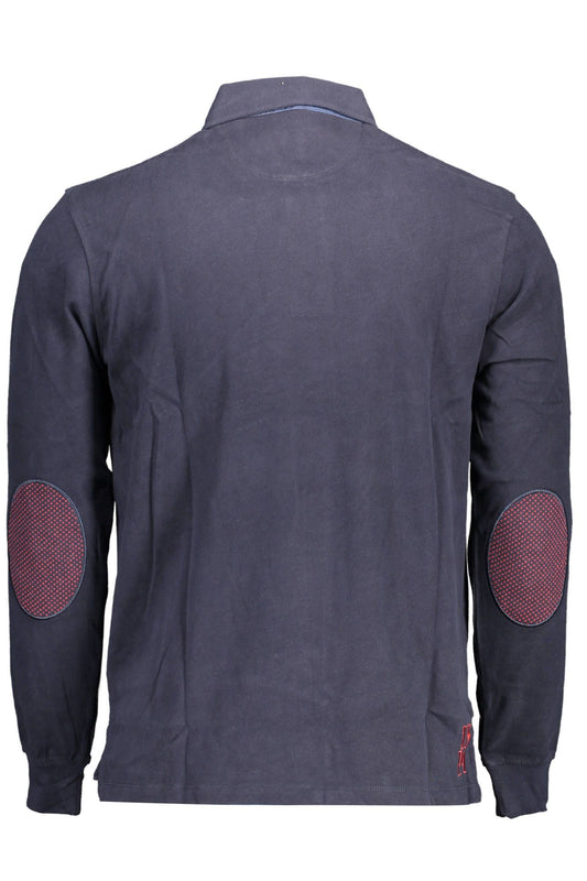 Blue Cotton Men Polo Shirt