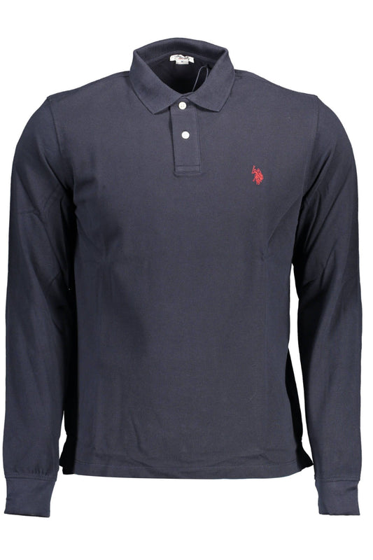 Blue Cotton Men Polo Shirt