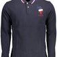 Blue Cotton Men Polo Shirt