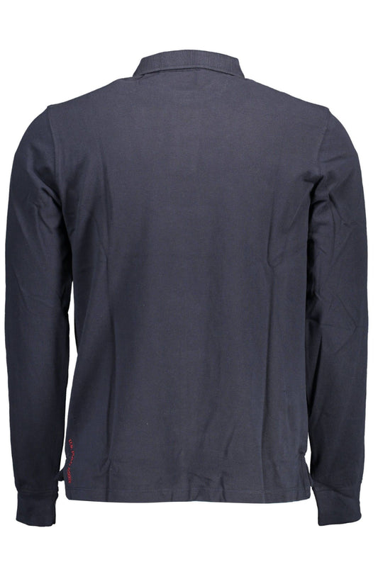 Blue Cotton Men Polo Shirt