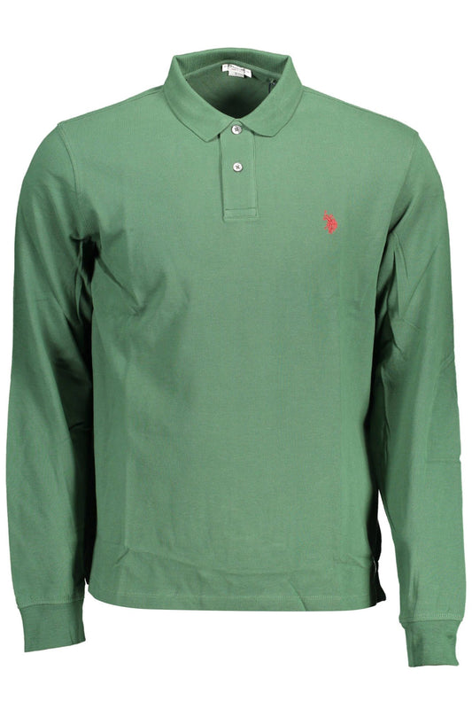 Green Cotton Men Polo Shirt