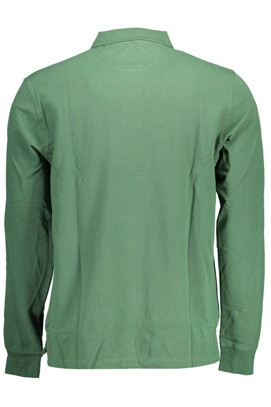 Green Cotton Men Polo Shirt