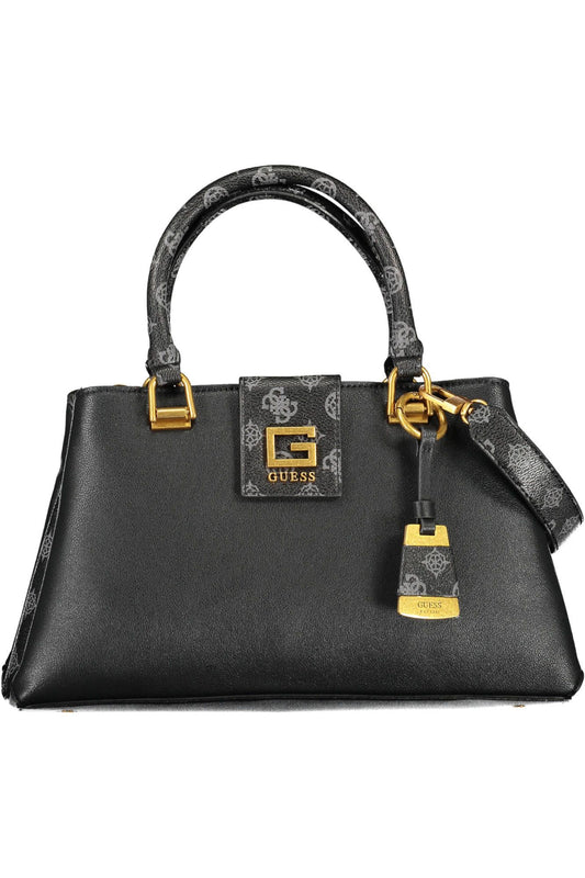 Black Polyurethane Women Handbag