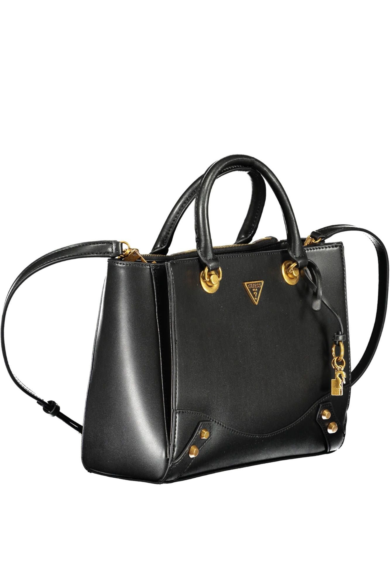 Black Polyurethane Women Handbag