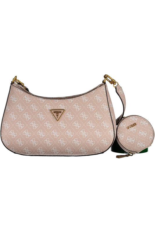 Pink Polyurethane Women Handbag