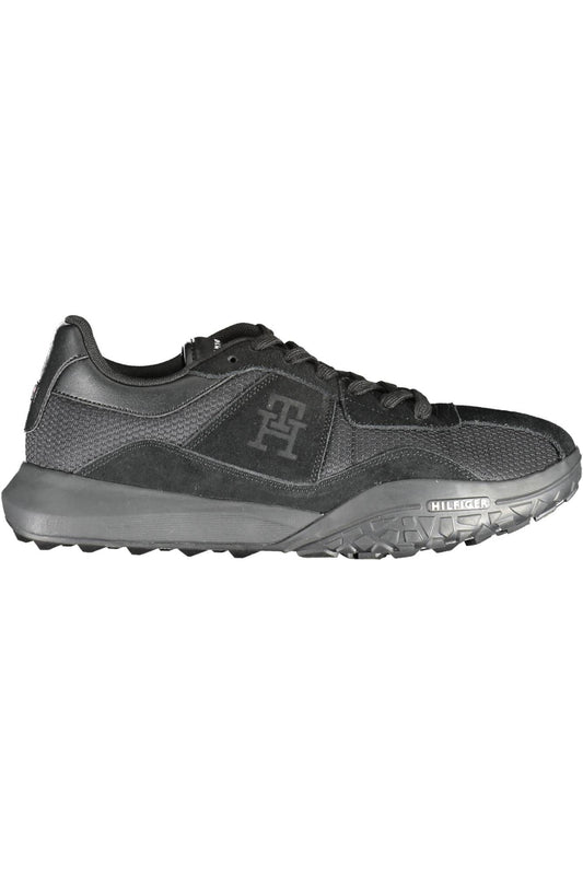 Black Polyester Men Sneaker