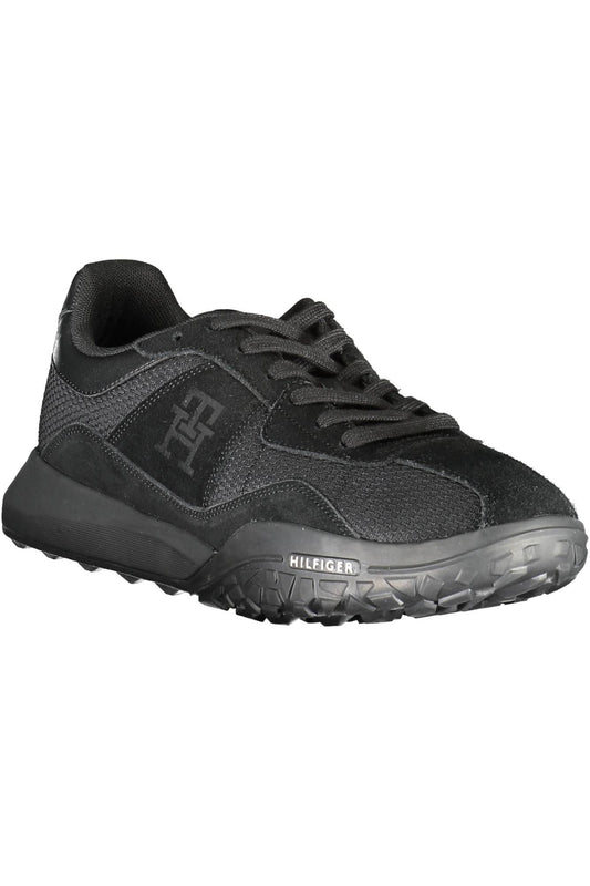 Black Polyester Men Sneaker
