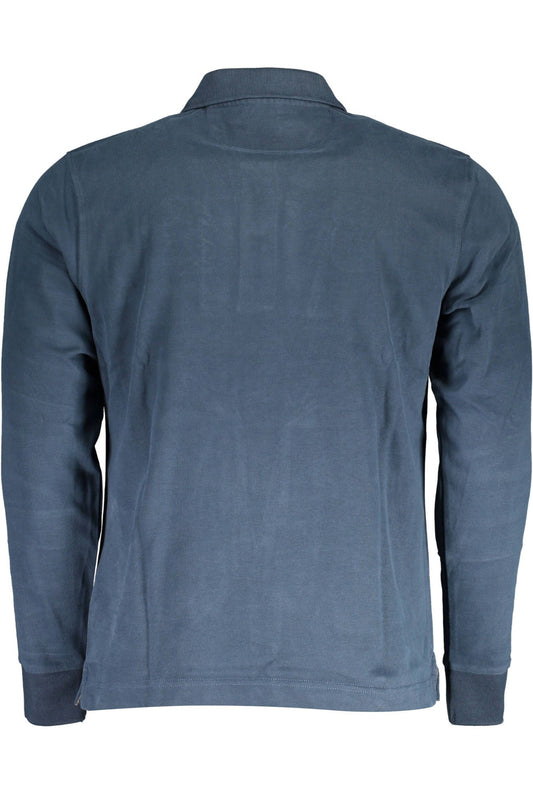 Blue Cotton Men Polo Shirt