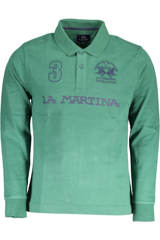 Green Cotton Men Polo Shirt