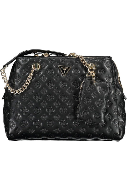 Black Polyurethane Women Handbag