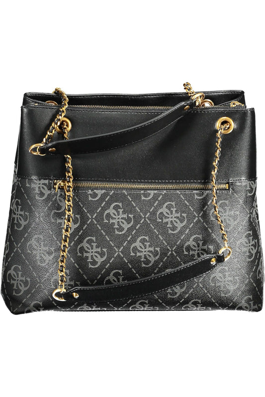 Black Polyurethane Women Handbag