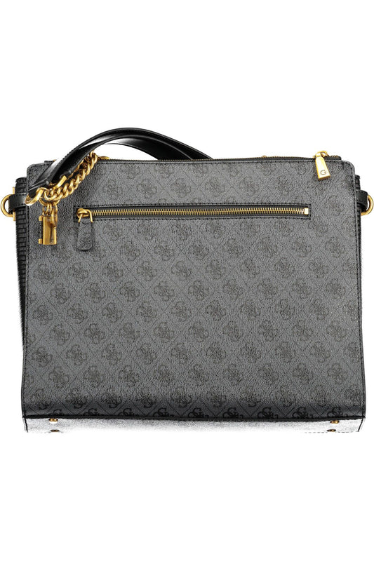 Black Polyurethane Women Handbag