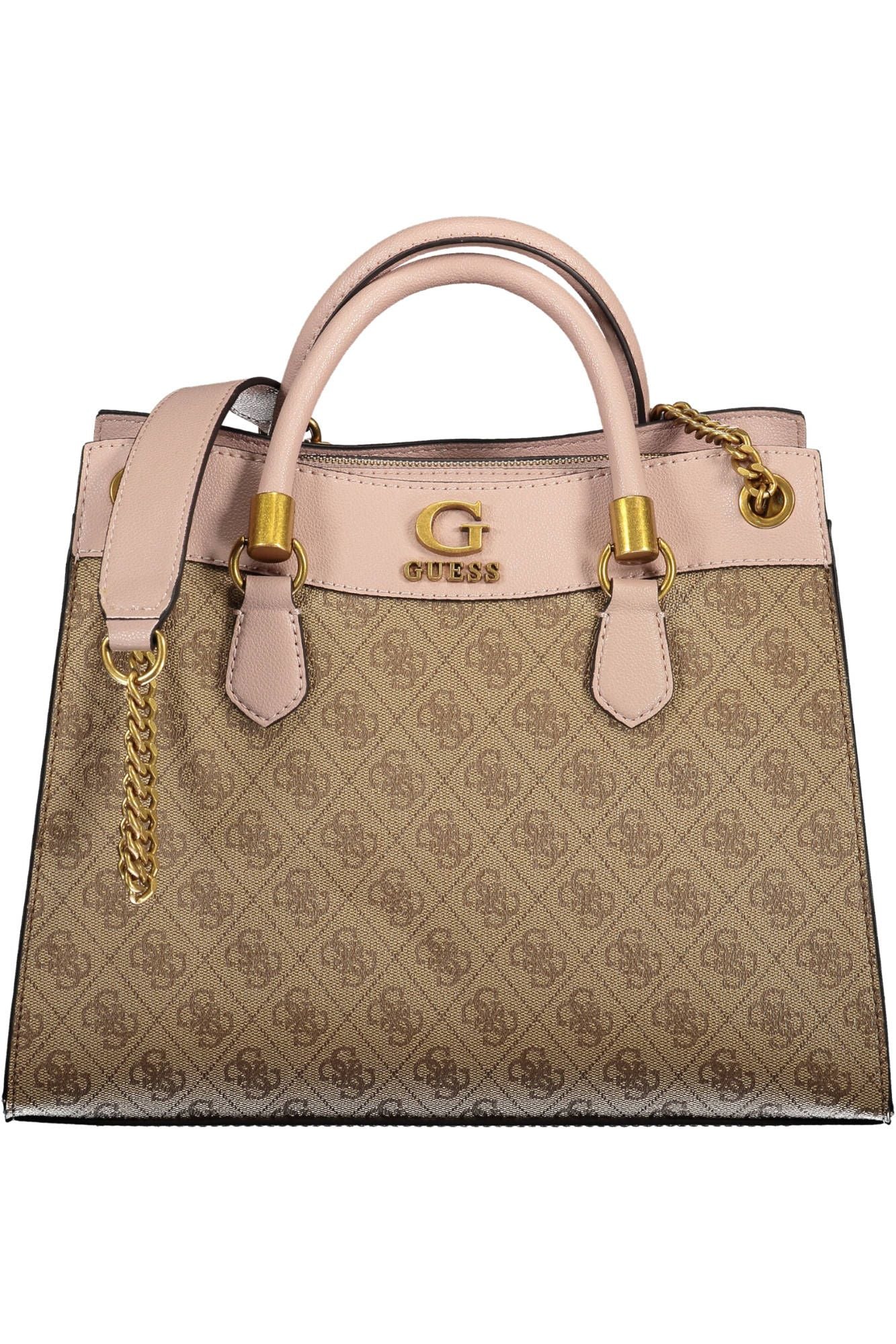 Beige Polyurethane Women Handbag