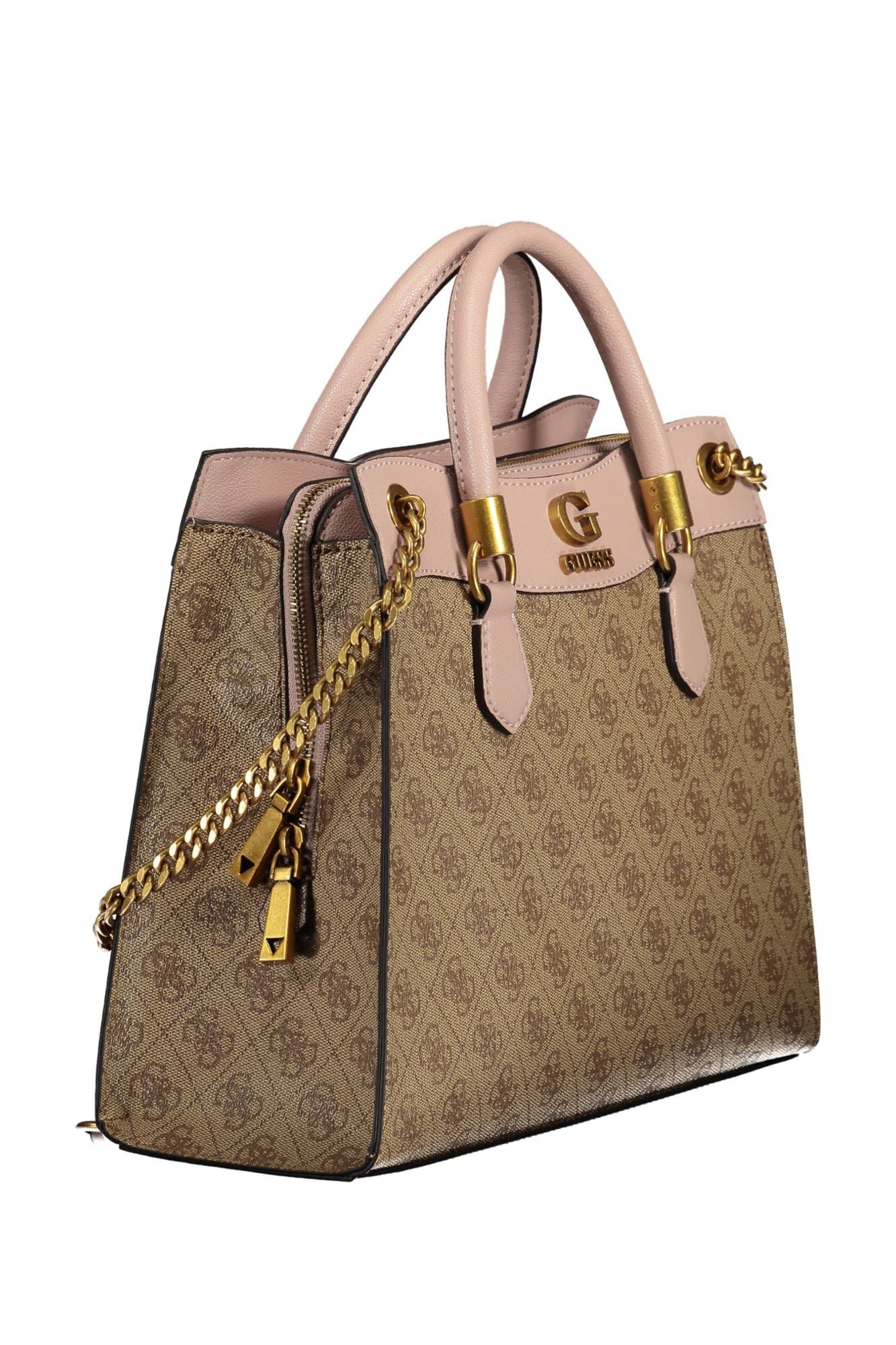 Beige Polyurethane Women Handbag
