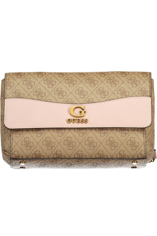 Beige Polyurethane Women Handbag