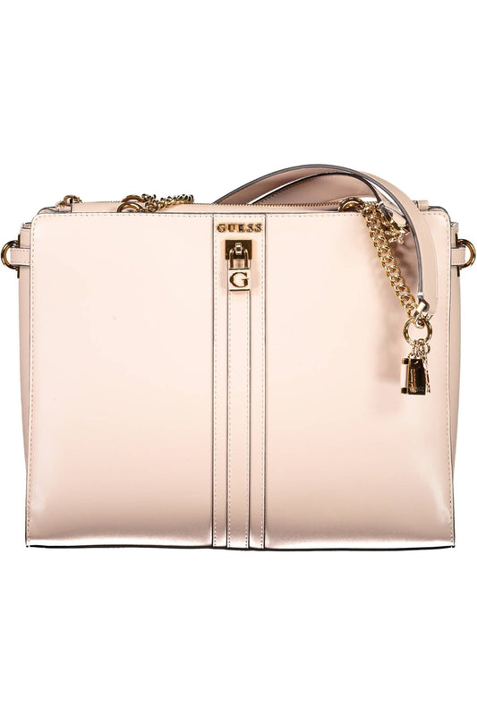 Pink Polyurethane Women Handbag