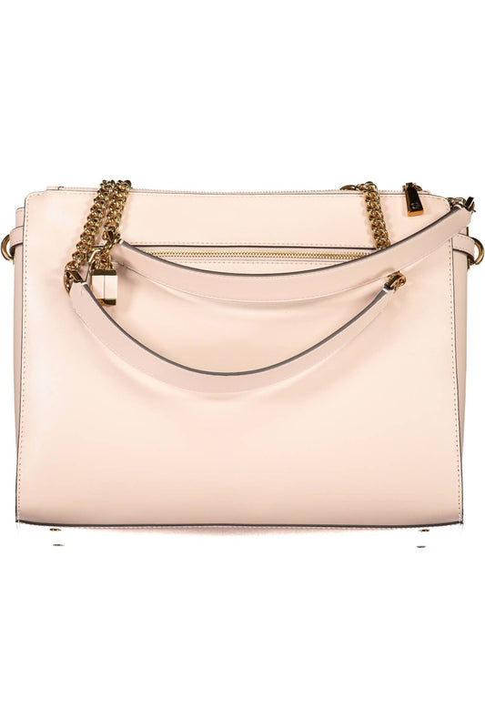 Pink Polyurethane Women Handbag