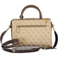 Beige Polyurethane Women Handbag