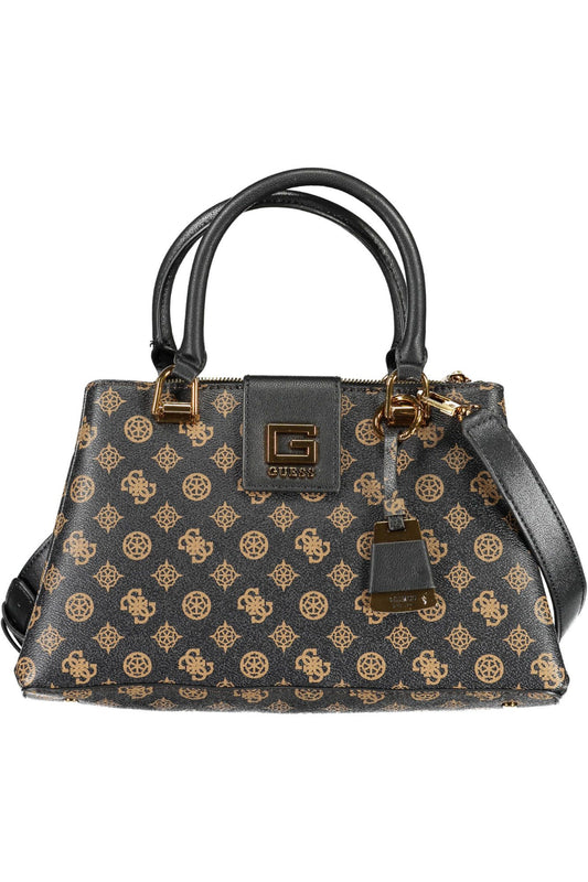 Brown Polyurethane Women Handbag
