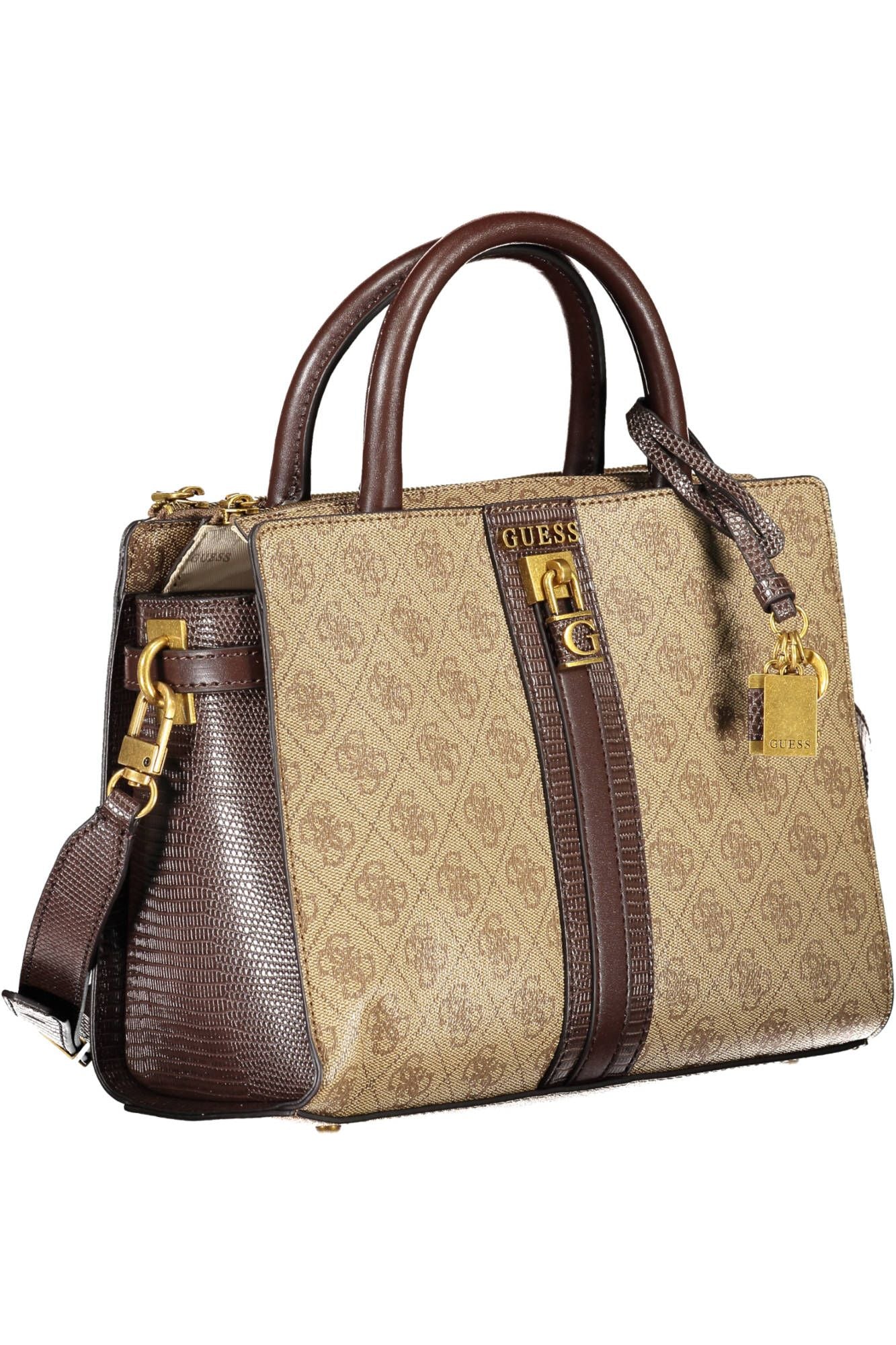 Beige Polyurethane Women Handbag