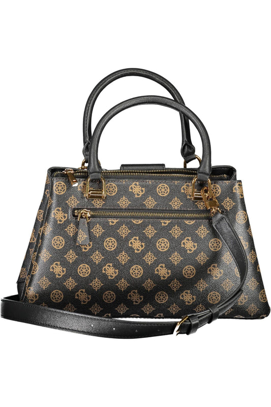 Brown Polyurethane Women Handbag