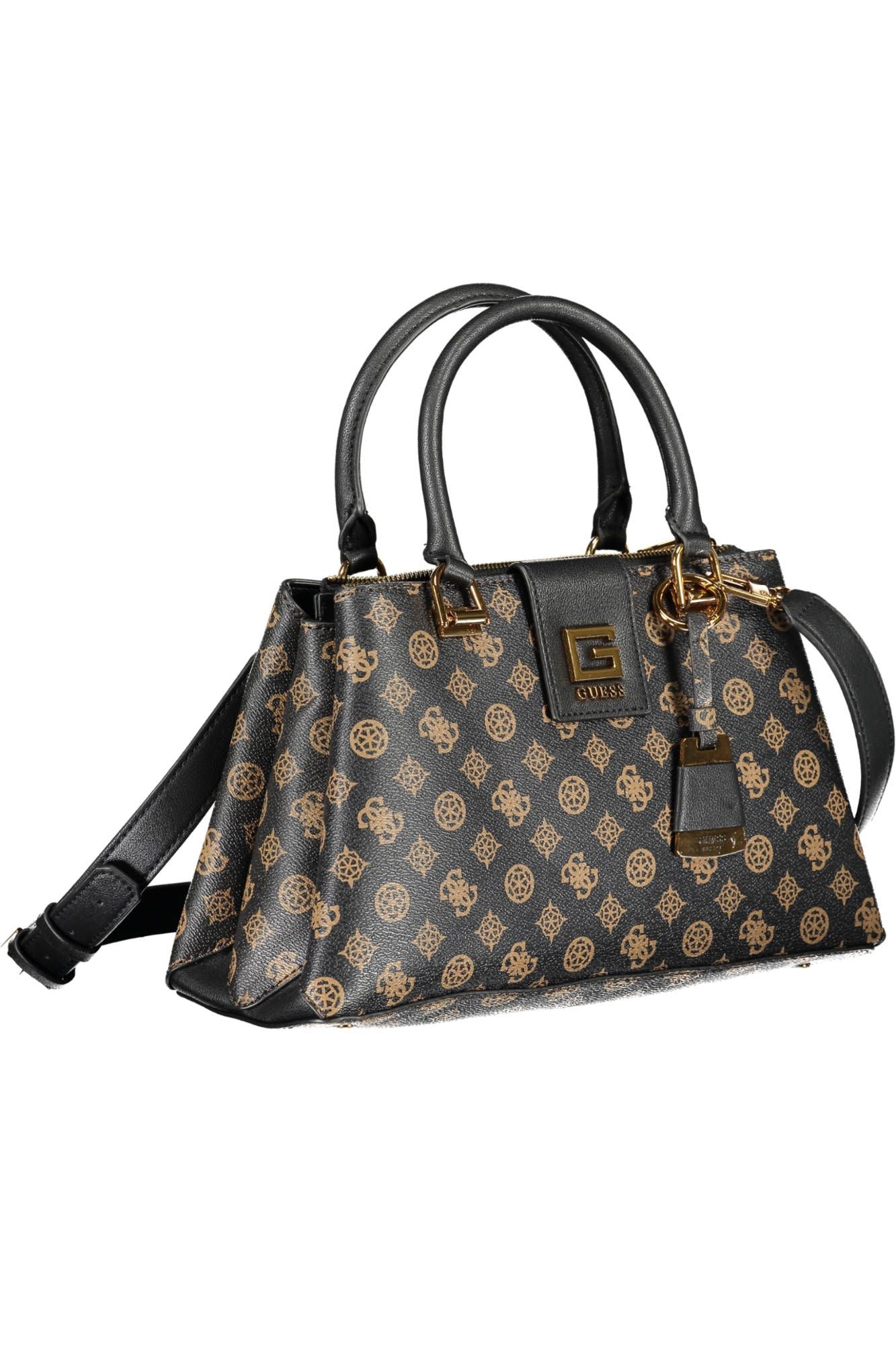 Brown Polyurethane Women Handbag