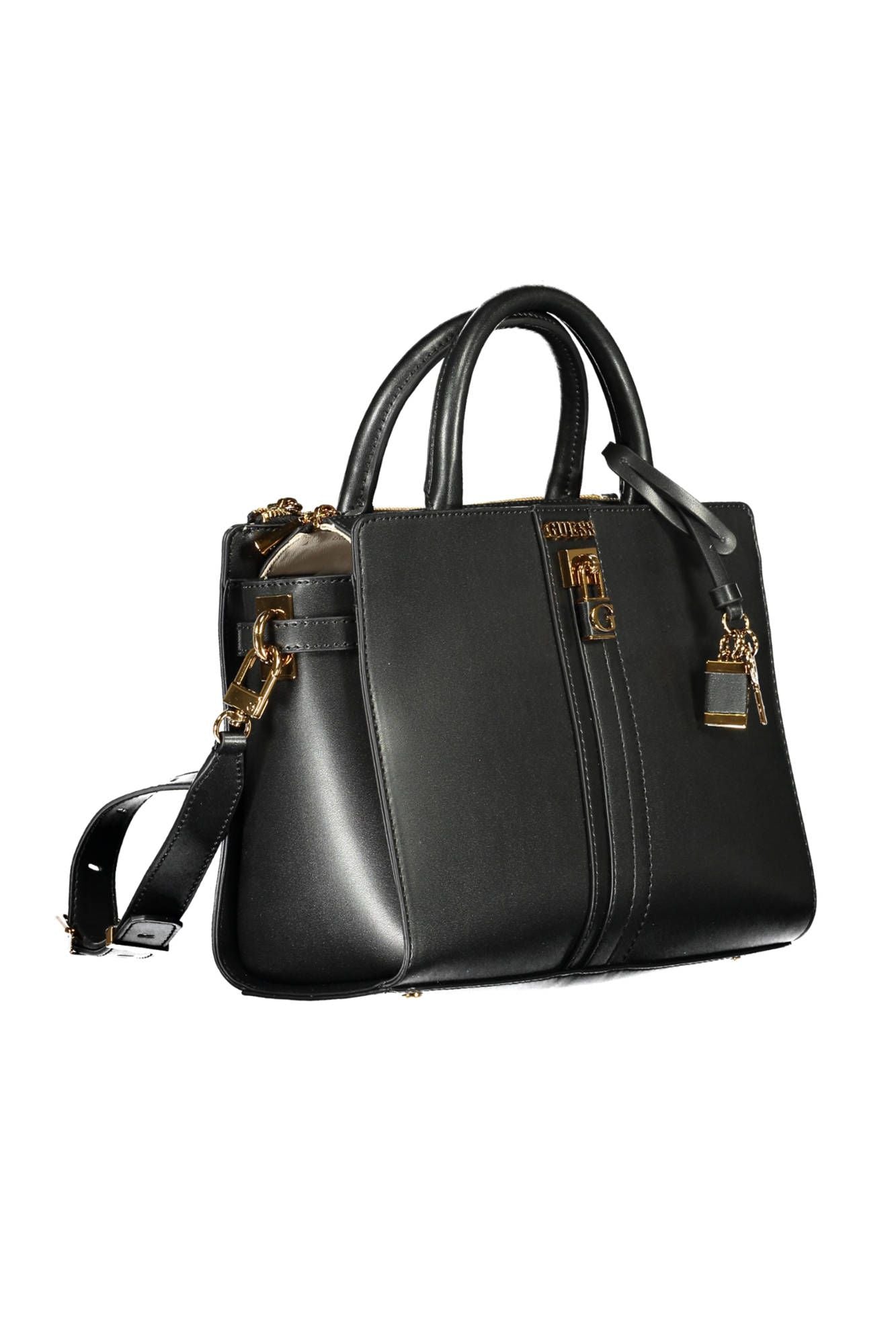 Black Polyurethane Women Handbag