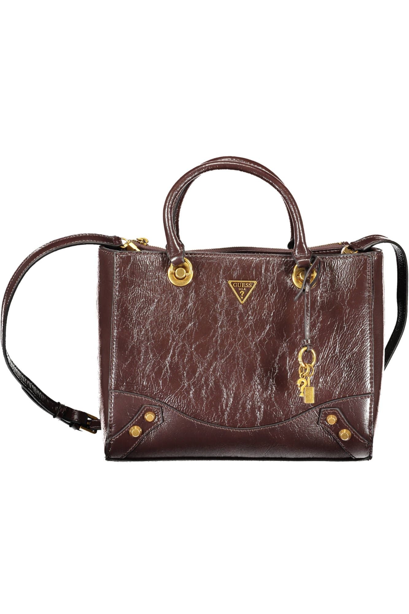 Brown Polyurethane Women Handbag