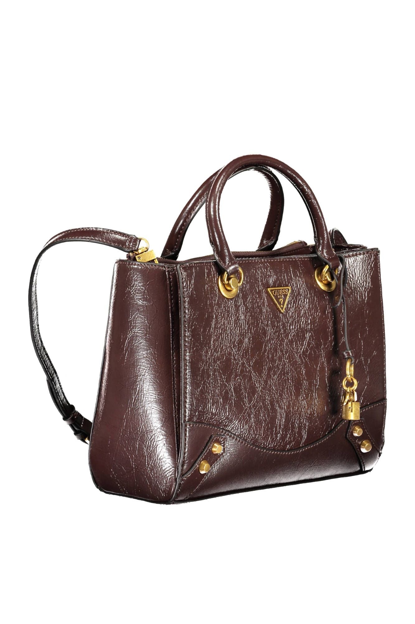 Brown Polyurethane Women Handbag