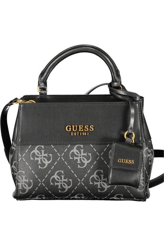 Black Polyurethane Women Handbag