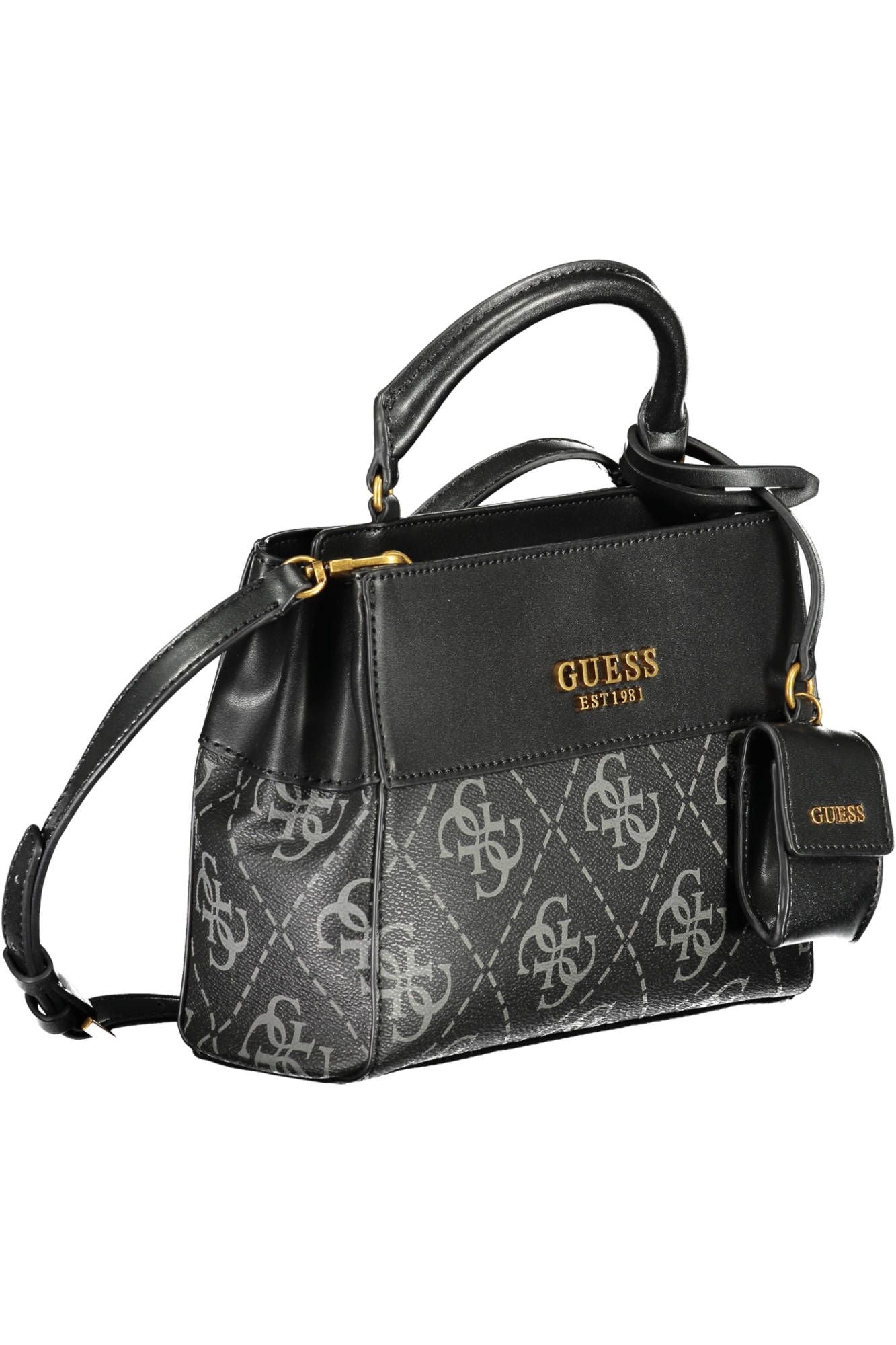 Black Polyurethane Women Handbag