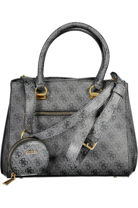 Black Polyurethane Women Handbag