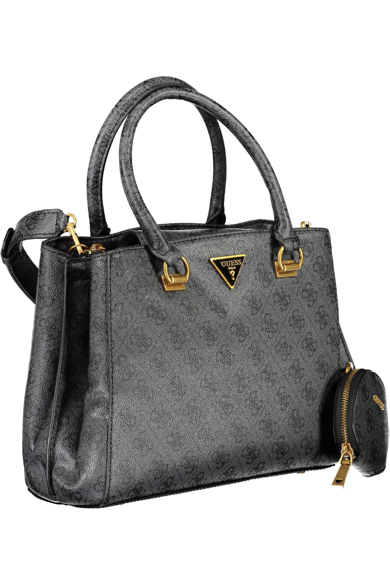 Black Polyurethane Women Handbag
