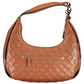 Brown Polyurethane Women Handbag