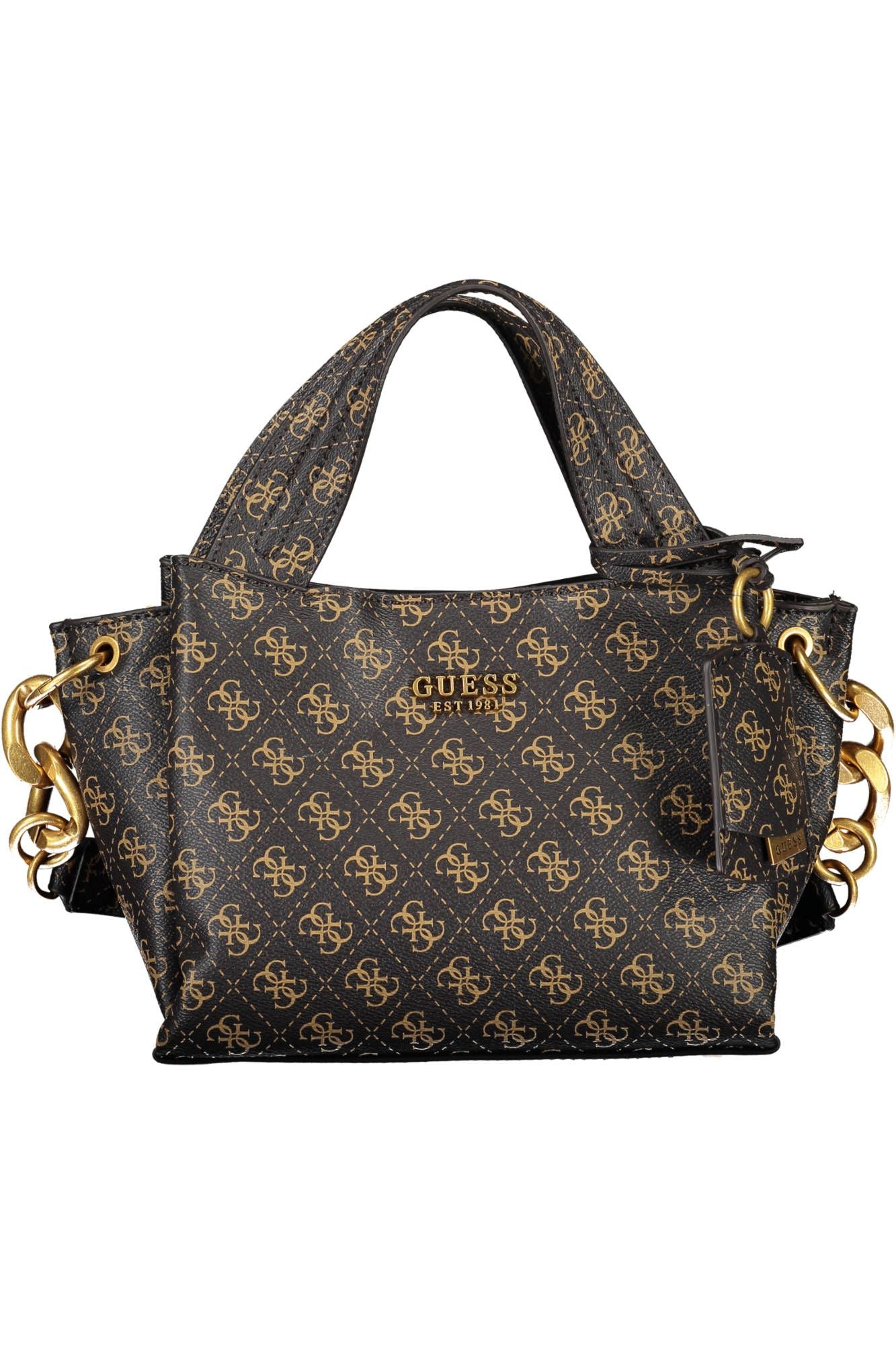 Brown Polyurethane Women Handbag