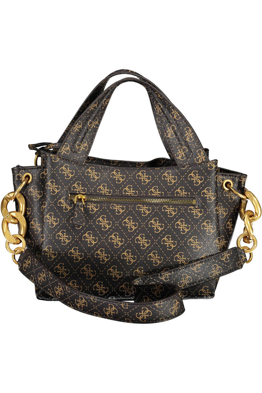 Brown Polyurethane Women Handbag