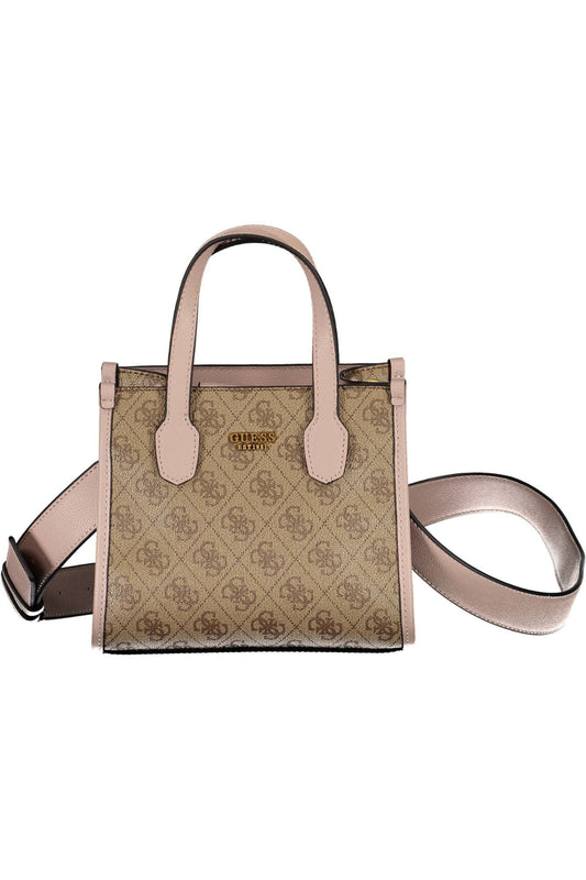 Beige Polyurethane Women Handbag