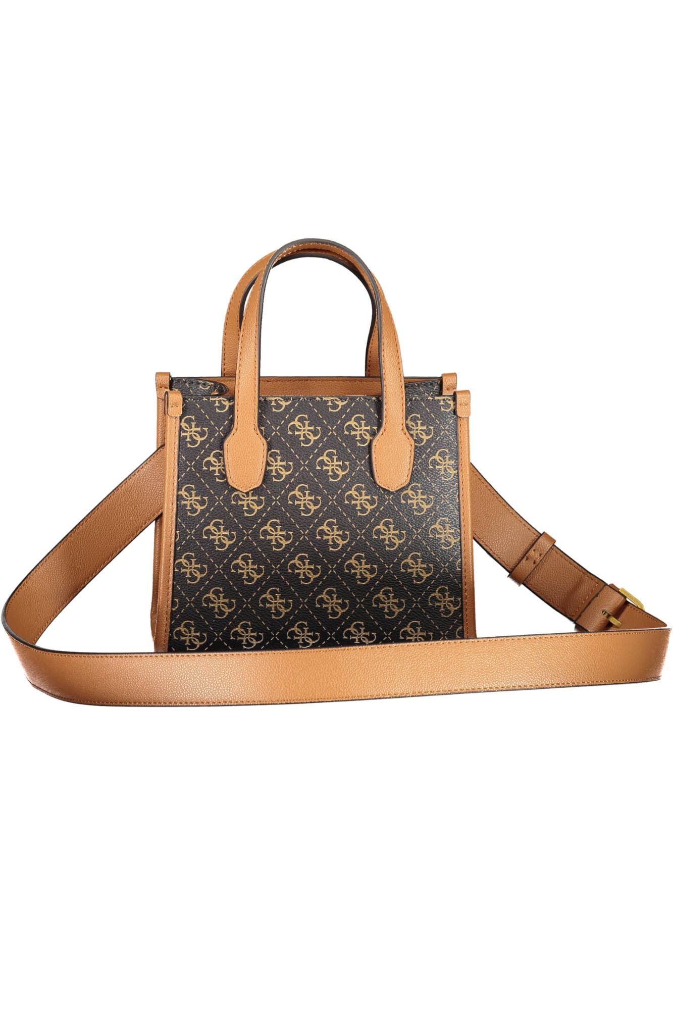 Brown Polyurethane Women Handbag