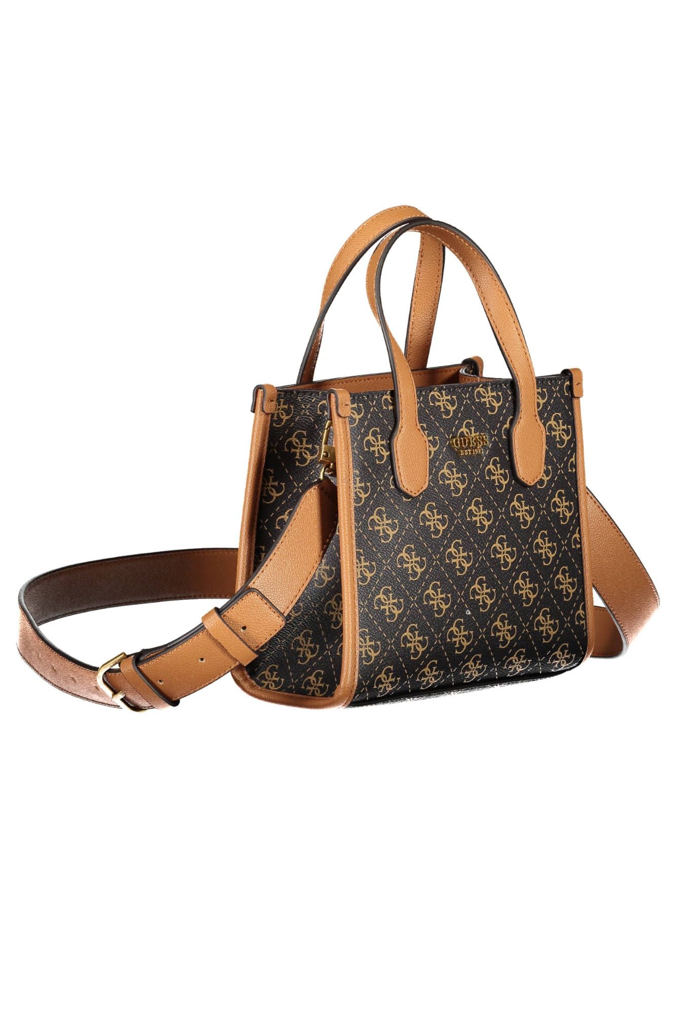 Brown Polyurethane Women Handbag