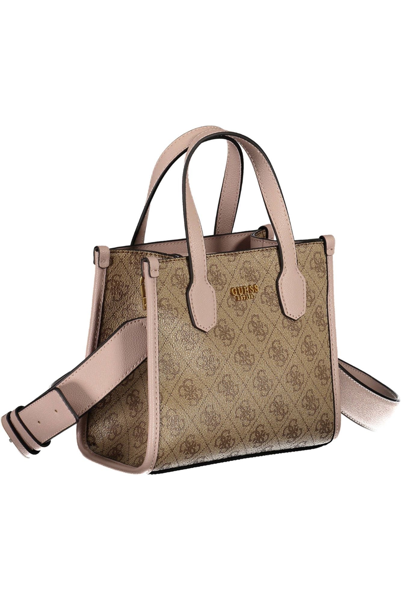 Beige Polyurethane Women Handbag