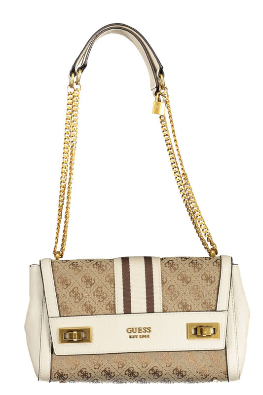 Beige Polyester Women Handbag