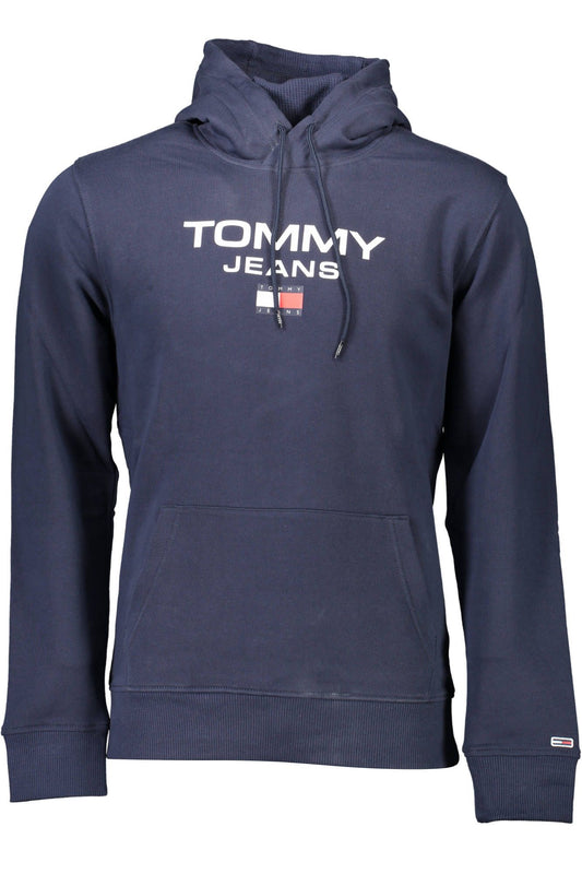 Blue Cotton Men Hoodie