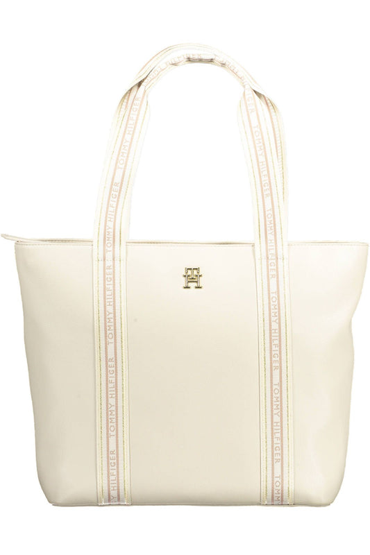 Beige Polyester Women Handbag