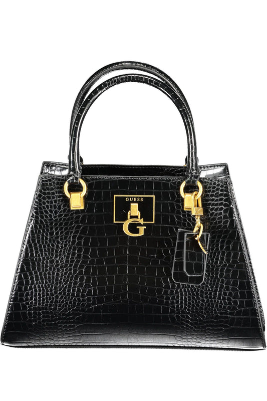 Black Polyurethane Women Handbag