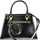 Black Polyurethane Women Handbag