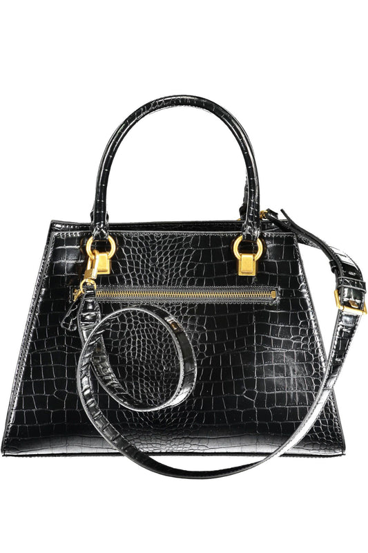 Black Polyurethane Women Handbag
